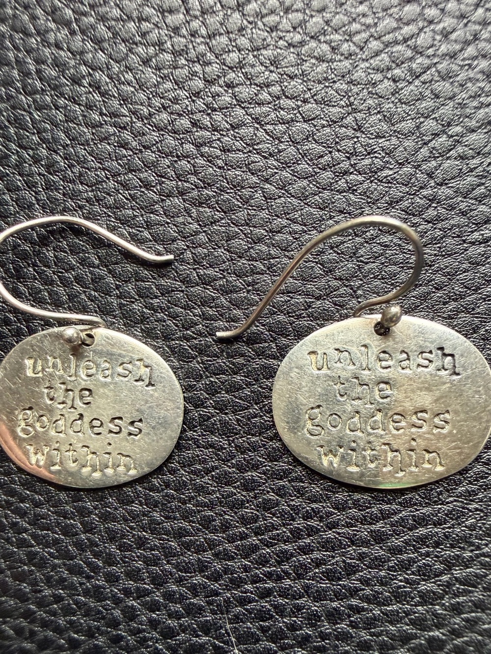 Silver '925 Unleash the Goddess Within' Inspirational Drop Earrings